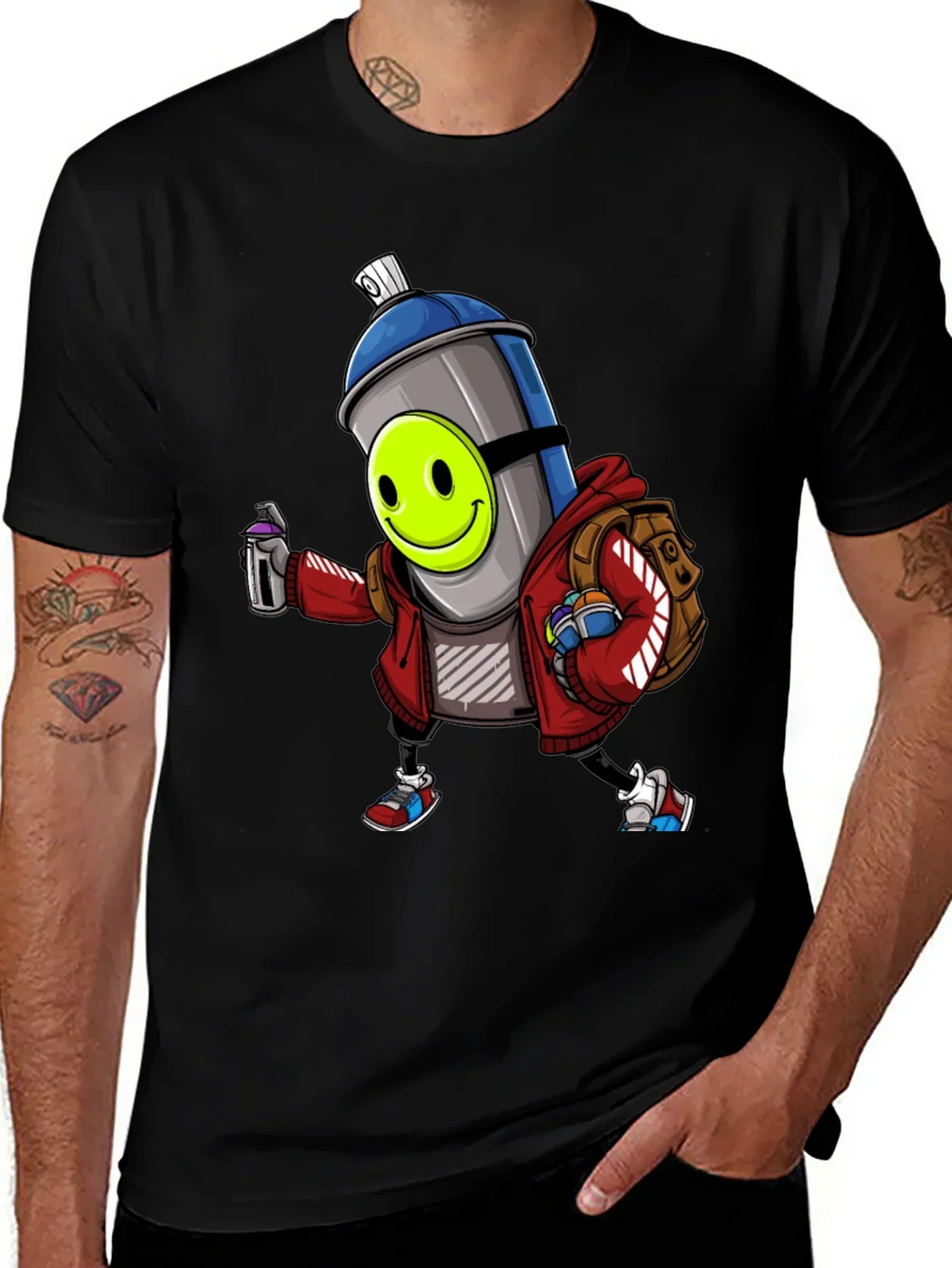 Cartoon Graffiti Spray Can T-Shirt