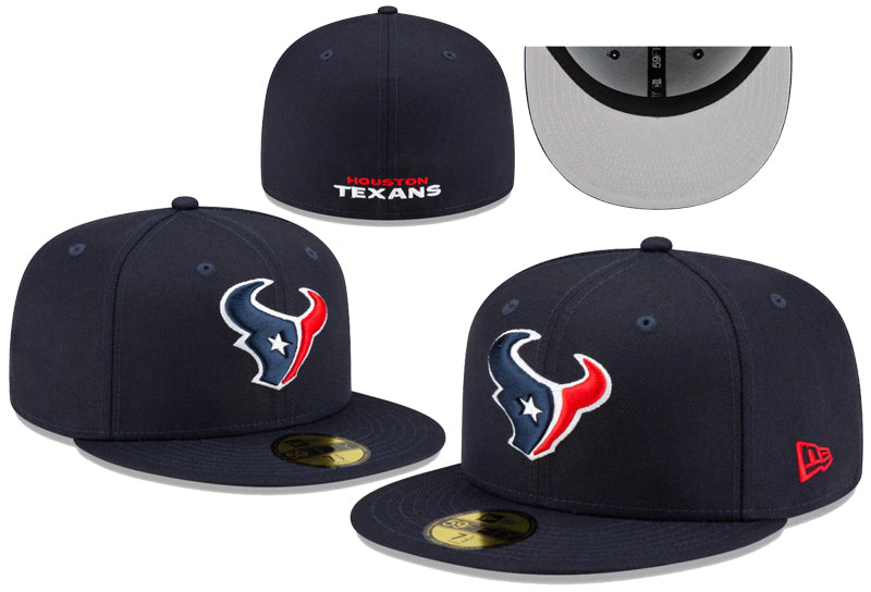 Houston Texans Back Letter Logo Fitted Cap Navy Blue New Era 59FIFTY