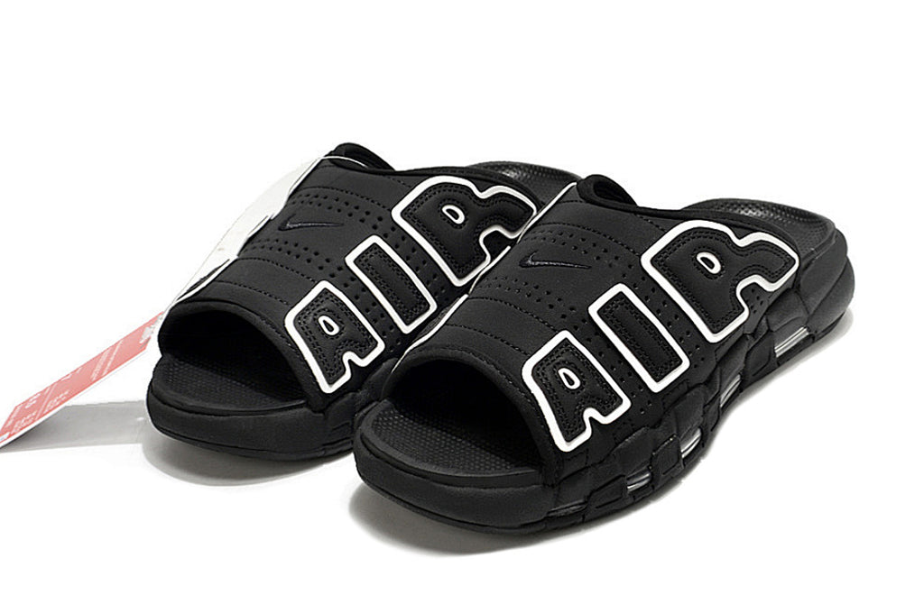 Nike Air More Uptempo Slides Black White FJ7808-002