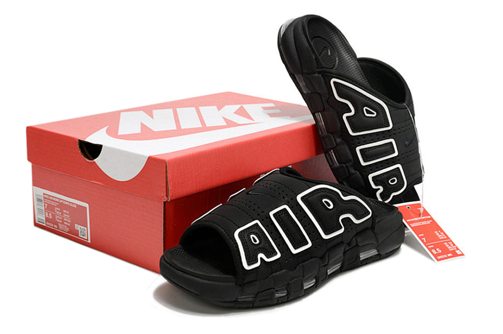 Nike Air More Uptempo Slides Black White FJ7808-002
