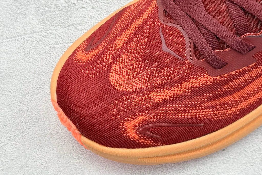 HOKA Clifton 10 Wine Red/Orange Cushioned Athletic Running Trainers Shoe