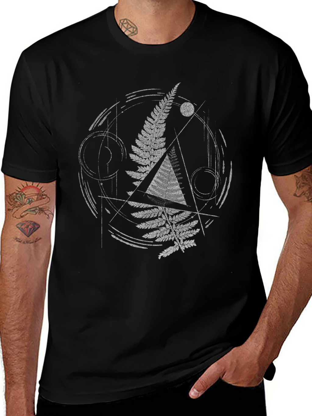 Geometric Fern Graphic Tee - Modern Nature Design