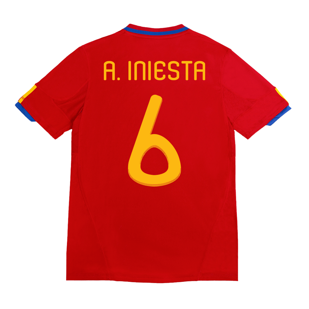 Retro A. INIESTA #6 2010 Spain Home Football Shirt