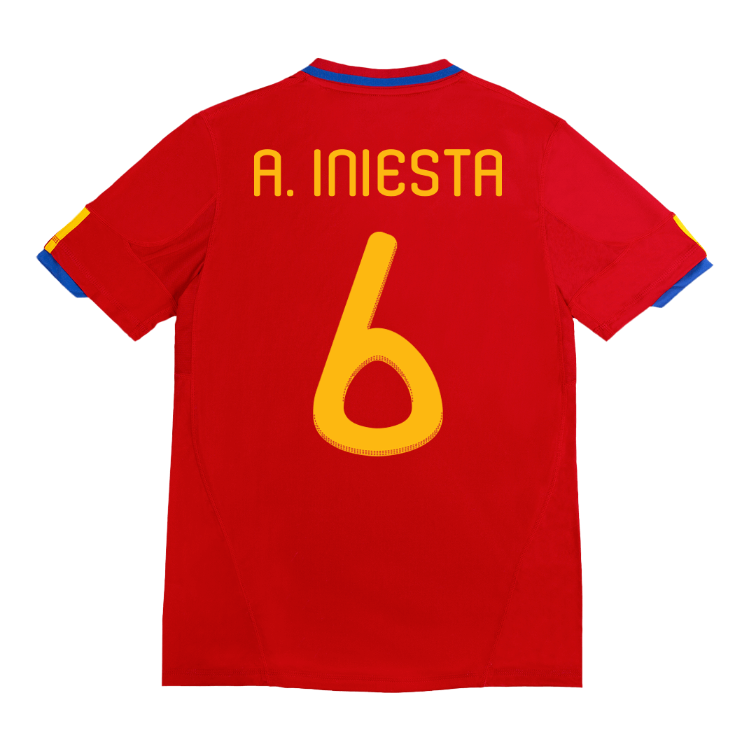 Retro A. INIESTA #6 2010 Spain Home Football Shirt