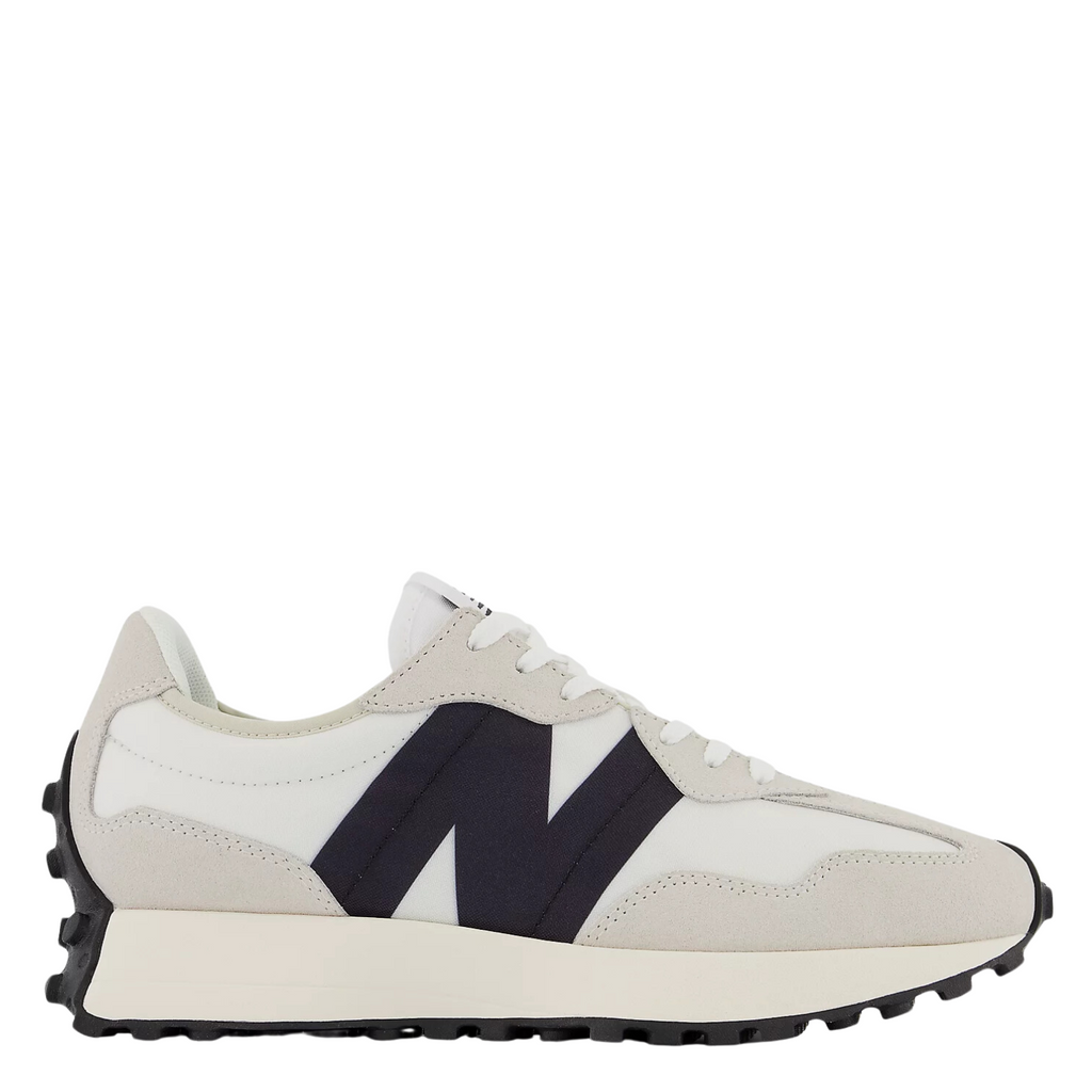 New Balance Women's 327 in Sea Salt with White and Black Shoe