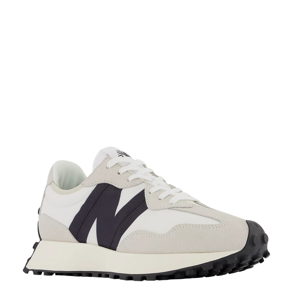 New Balance Women's 327 in Sea Salt with White and Black Shoe