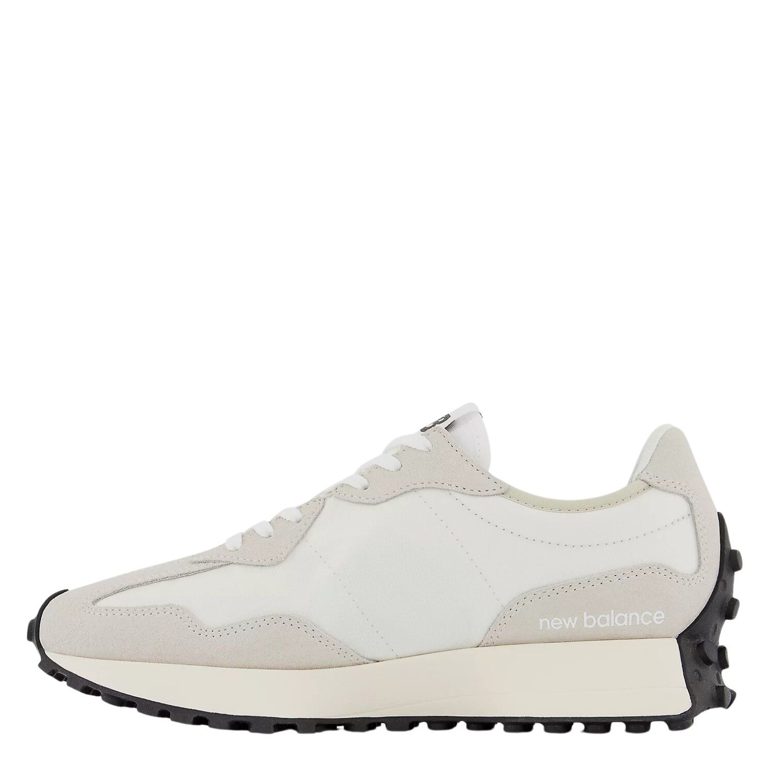 New Balance Women's 327 in Sea Salt with White and Black Shoe