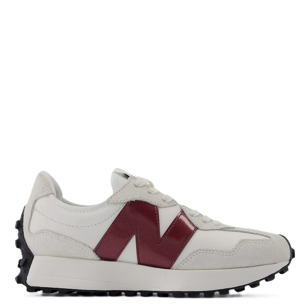 New Balance Women's 327 in Sea Salt with Monarch Burgundy Shoe