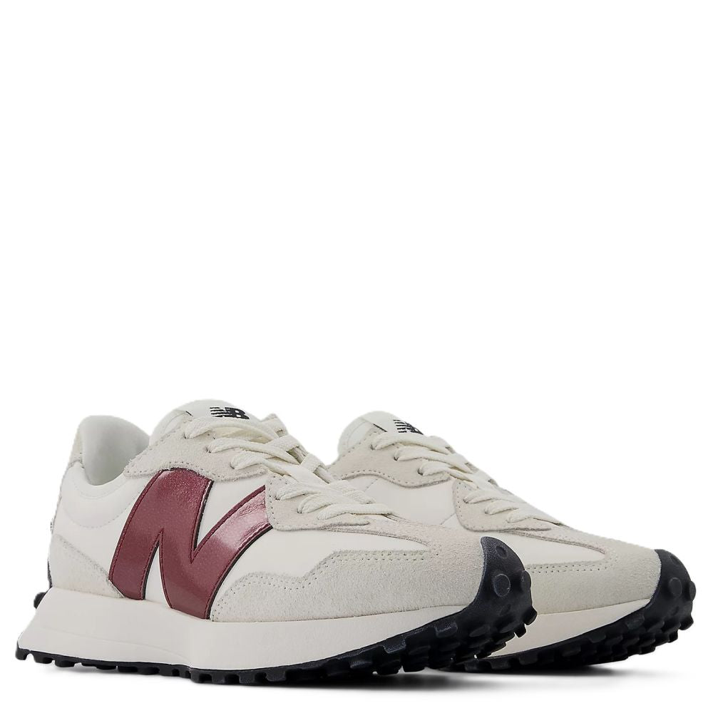 New Balance Women's 327 in Sea Salt with Monarch Burgundy Shoe