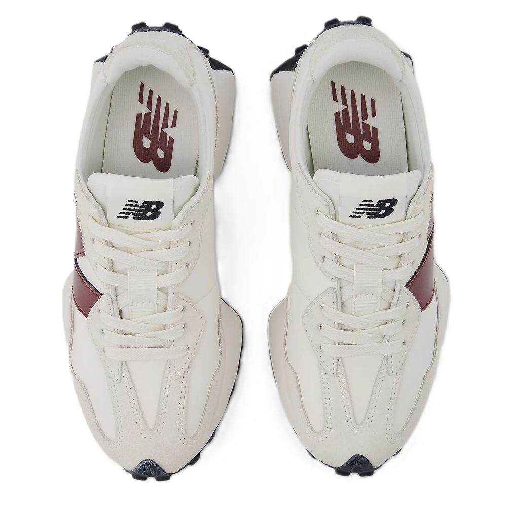 New Balance Women's 327 in Sea Salt with Monarch Burgundy Shoe