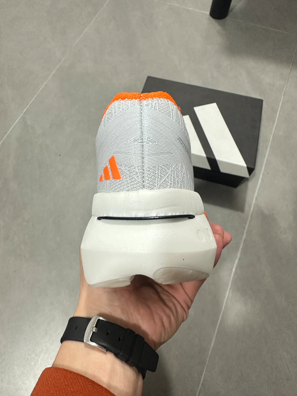 Adidas ADIZERO PRIME X3 STRUNG (Cloud White / Grey / Solar Red colorway) Shoes