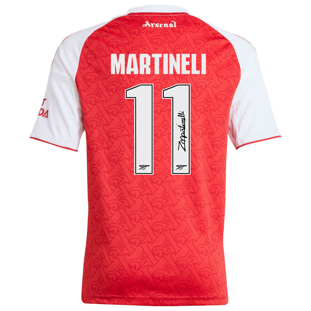 Gabriel Martinelli 11 Signature Arsenal 25/26 Home YOUTH Soccer Jersey - White/Red