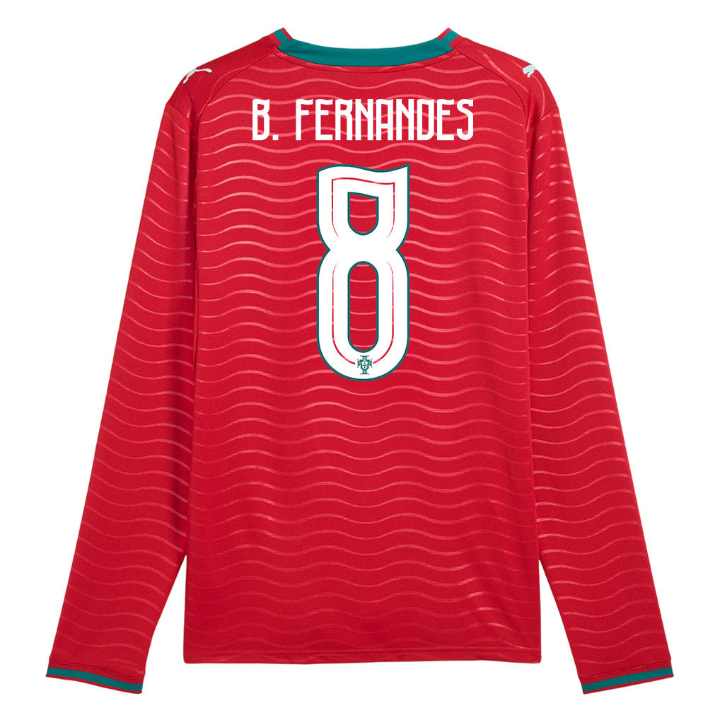 Bruno Fernandes 8 Portugal National Team 2026 Home Long Sleeve Soccer Jersey - Red