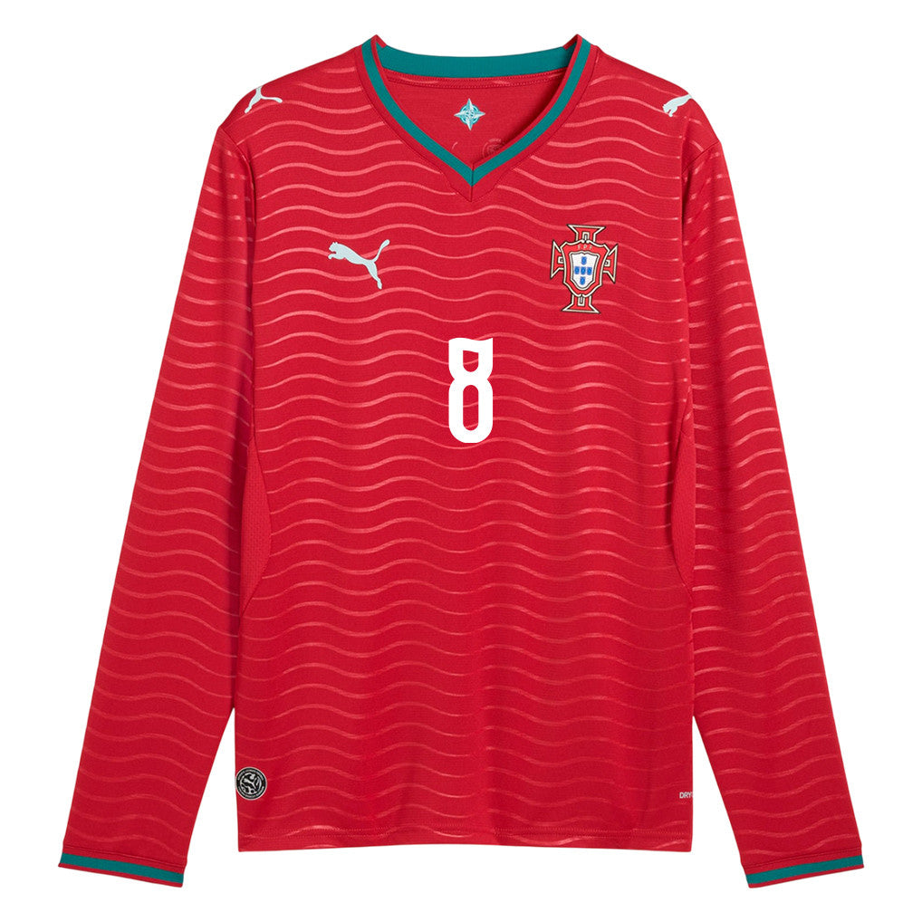 Bruno Fernandes 8 Portugal National Team 2026 Home Long Sleeve Soccer Jersey - Red