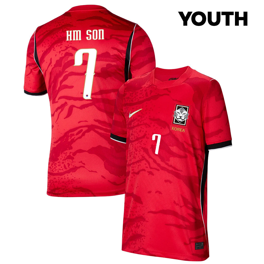 Son Heung-min 7 Youth South Korea National Team 2026 Home Soccer Jersey - Red
