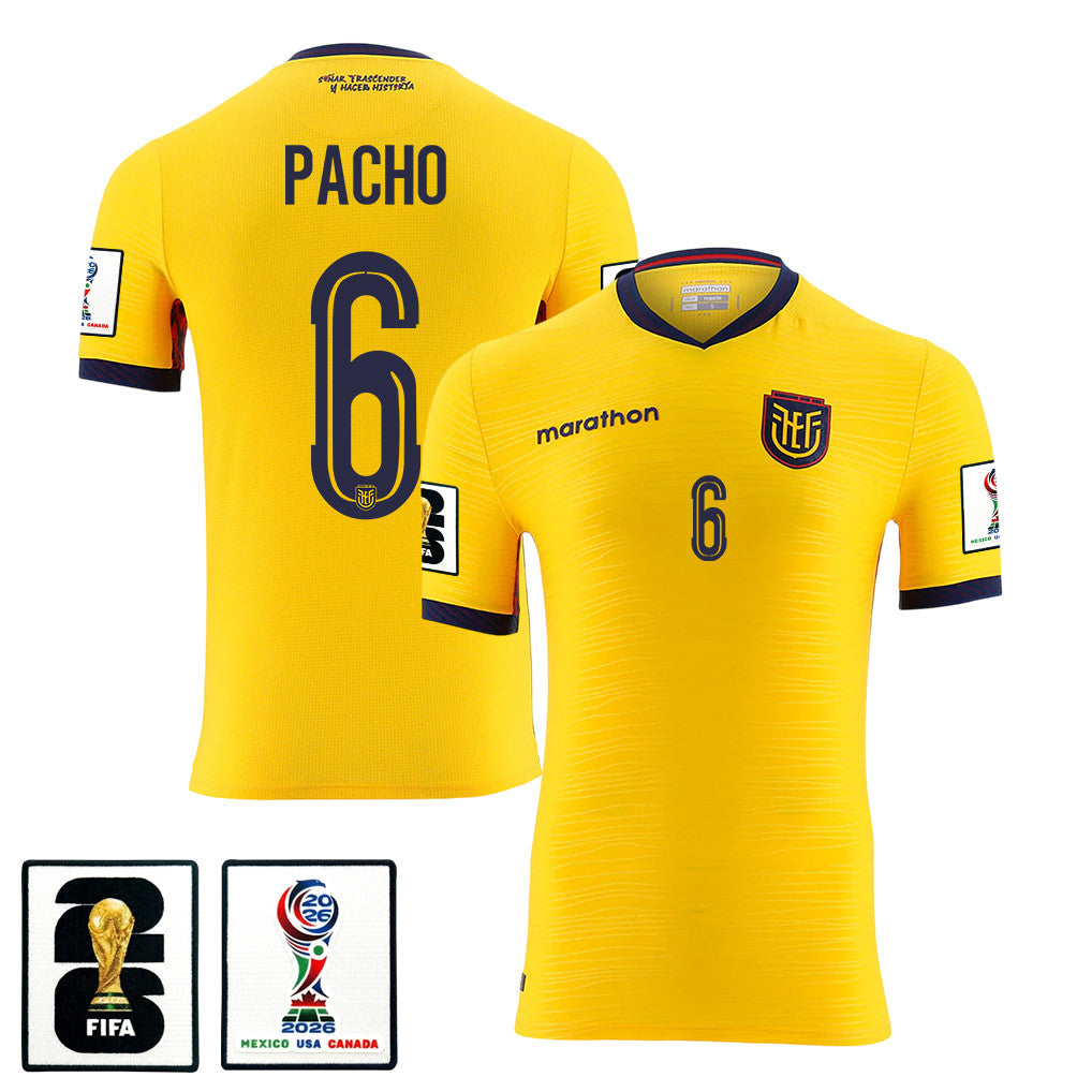 Willian Pacho 6 Ecuador National Team 2026 Home Soccer Jersey - Yellow, Men