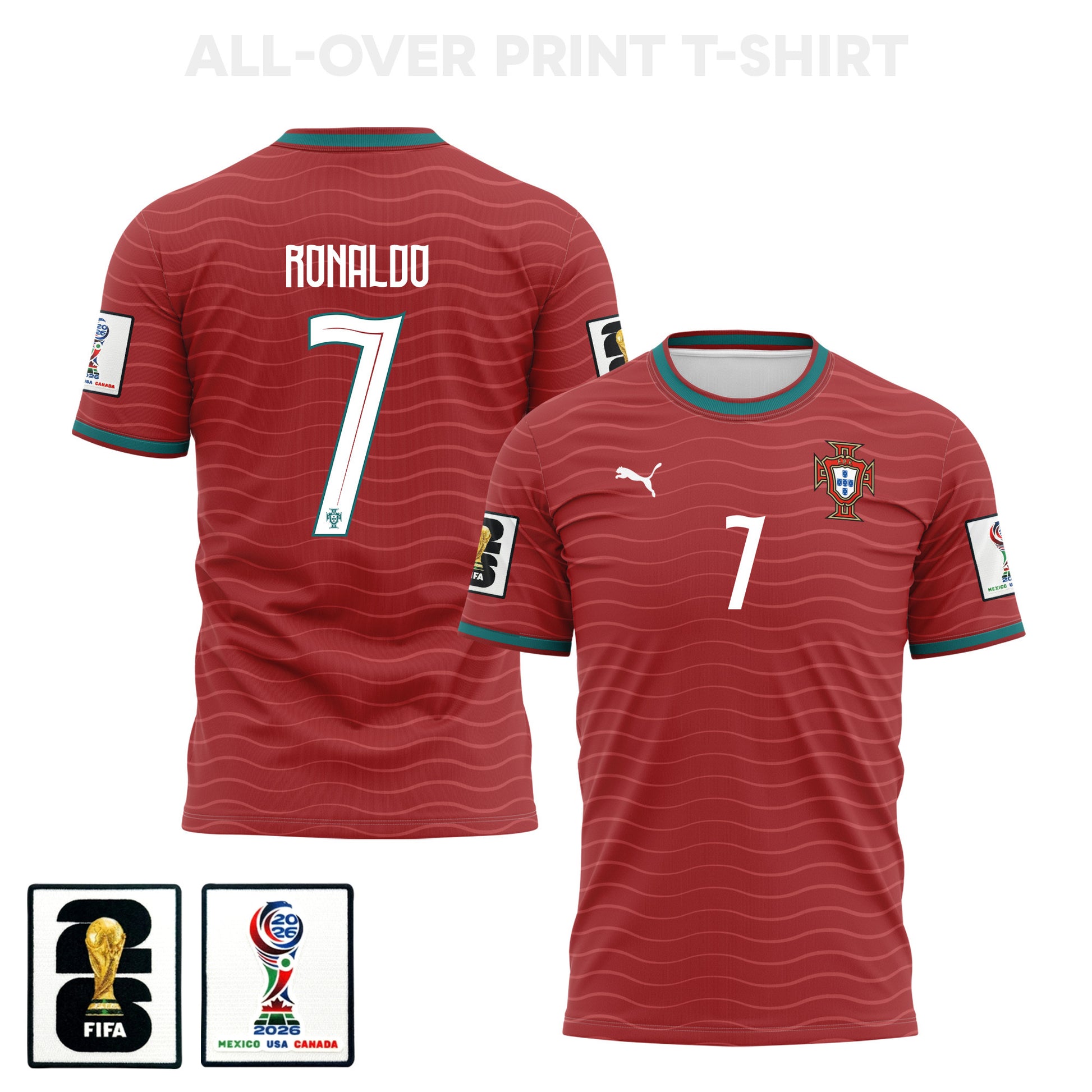 Cristiano Ronaldo 7 Portugal 2026 Home 3D T-Shirt Fully Printed Soccer  – Unisex, Red