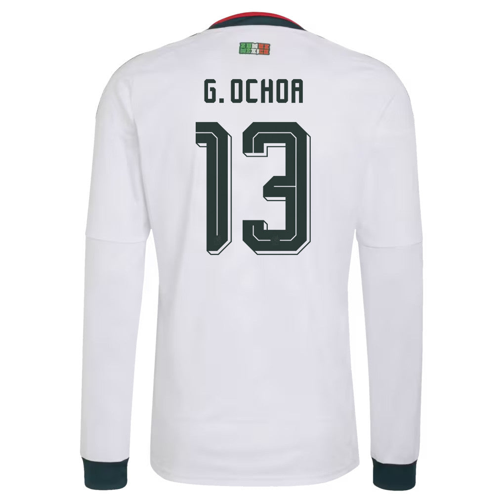 Guillermo Ochoa 13 Mexico National Team 2026 Away Long Sleeve Soccer Jersey - White