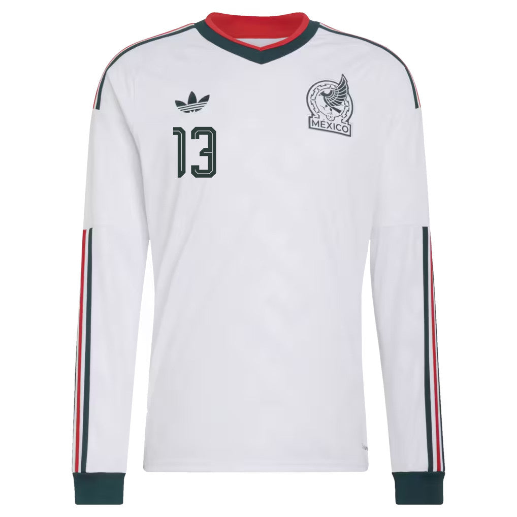 Guillermo Ochoa 13 Mexico National Team 2026 Away Long Sleeve Soccer Jersey - White