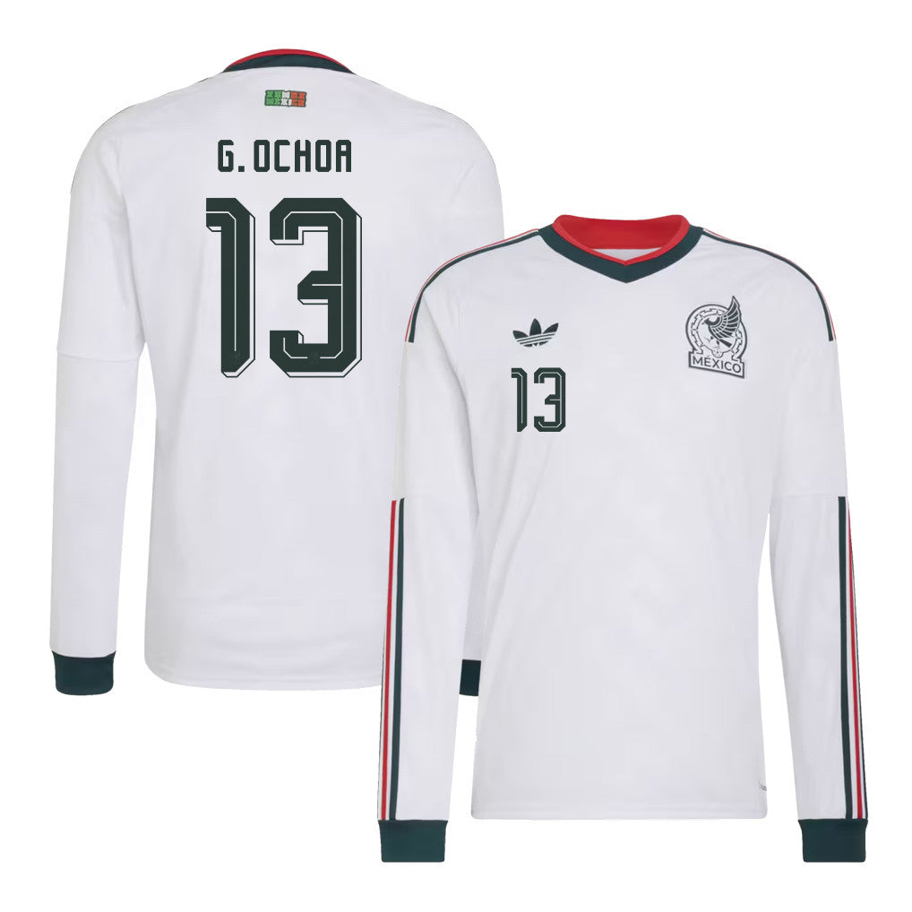 Guillermo Ochoa 13 Mexico National Team 2026 Away Long Sleeve Soccer Jersey - White