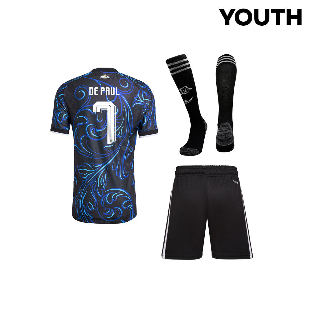 Rodrigo De Paul 7 Argentina 2026 YOUTH Away Kit Set – Black Soccer