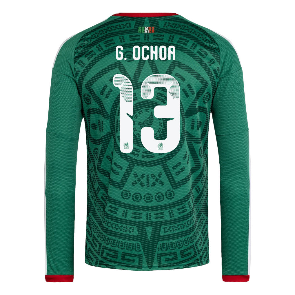 Guillermo Ochoa 13 Mexico National Team 2026 Home Long Sleeve Soccer Jersey - Green
