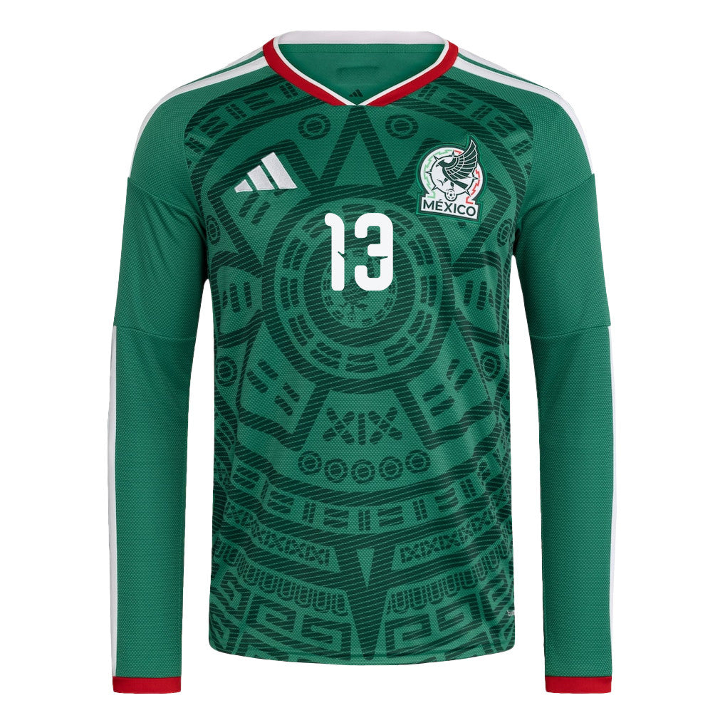 Guillermo Ochoa 13 Mexico National Team 2026 Home Long Sleeve Soccer Jersey - Green