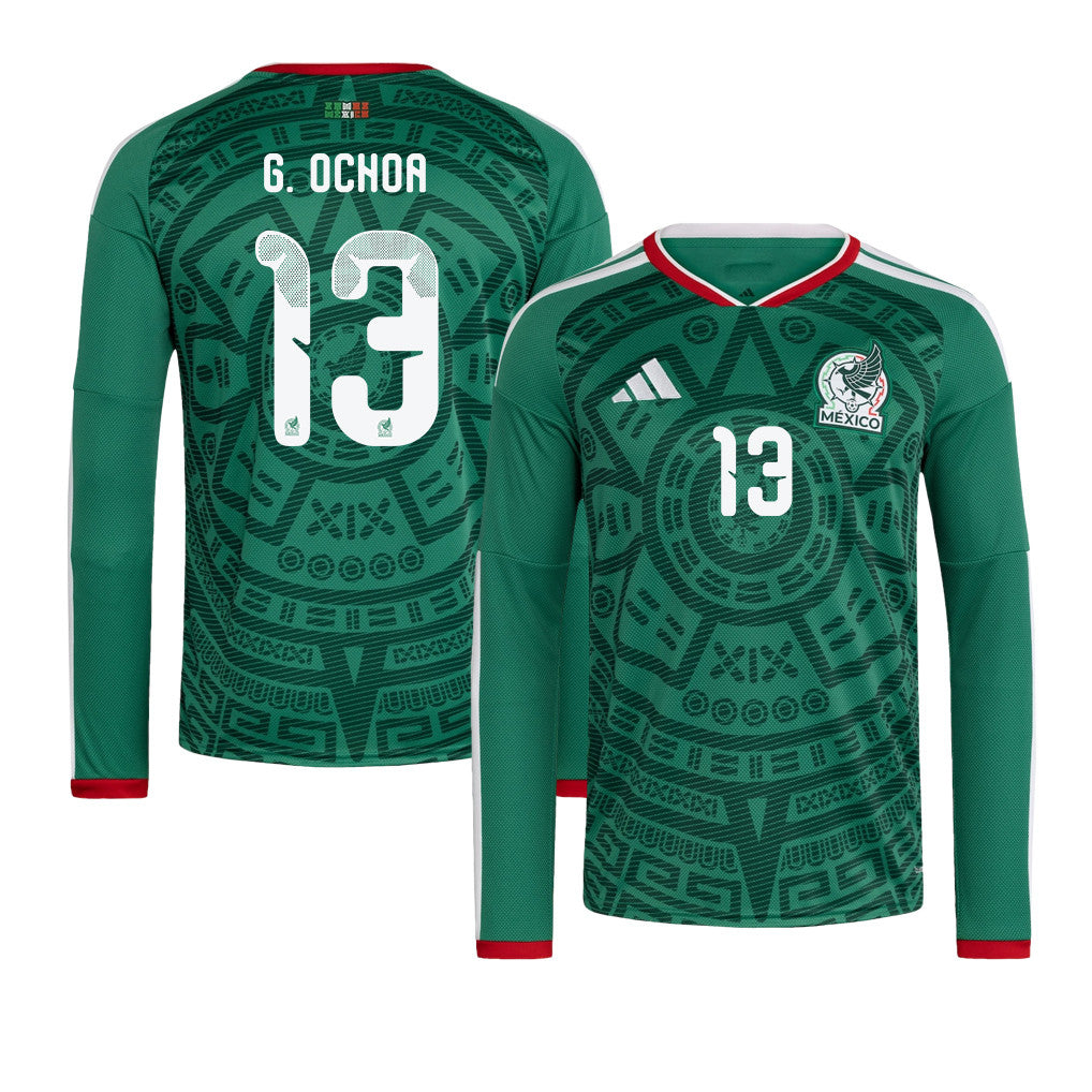 Guillermo Ochoa 13 Mexico National Team 2026 Home Long Sleeve Soccer Jersey - Green