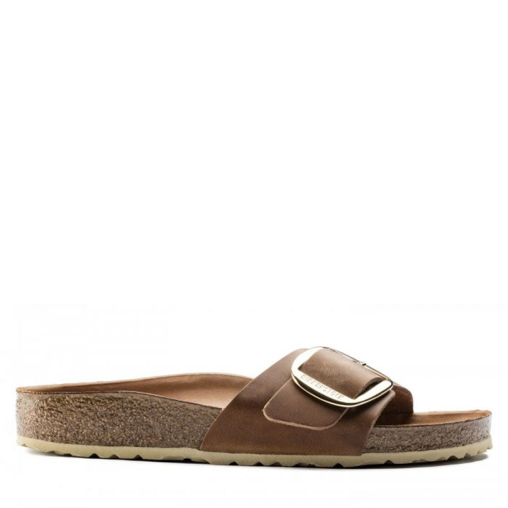 Birkenstock Women's Madrid Big Buckle Oiled Leather in Cognac Sandals
