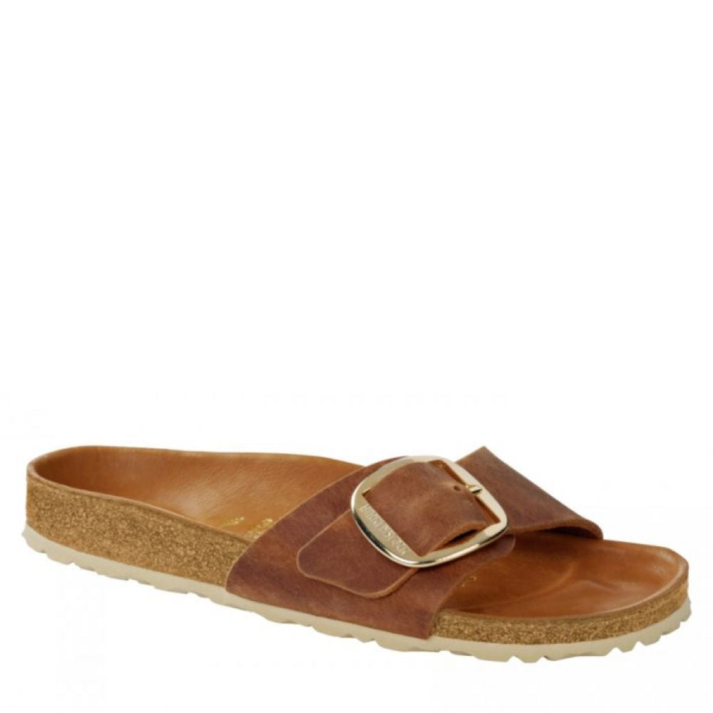Birkenstock Women's Madrid Big Buckle Oiled Leather in Cognac Sandals