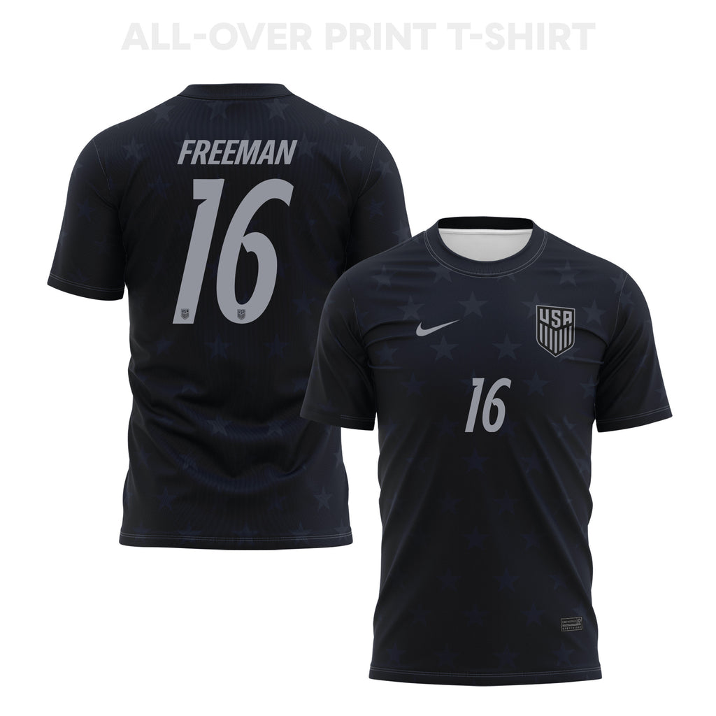 Alex Freeman 16 USMNT 2026 Away 3D T-Shirt Fully Soccer Printed – Unisex, Black
