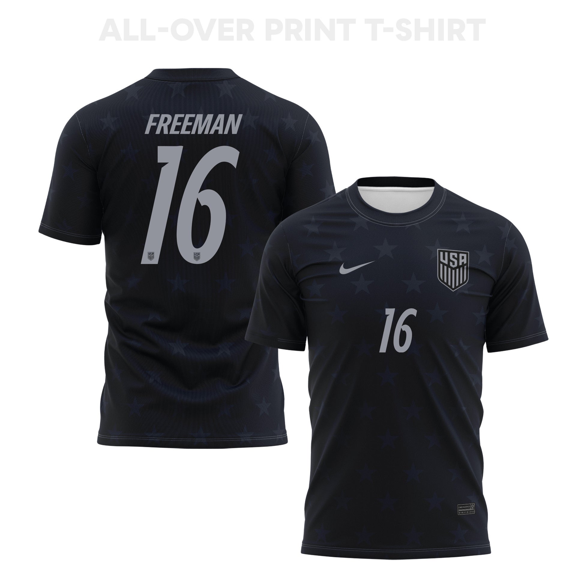 Alex Freeman 16 USMNT 2026 Away 3D T-Shirt Fully Soccer Printed – Unisex, Black