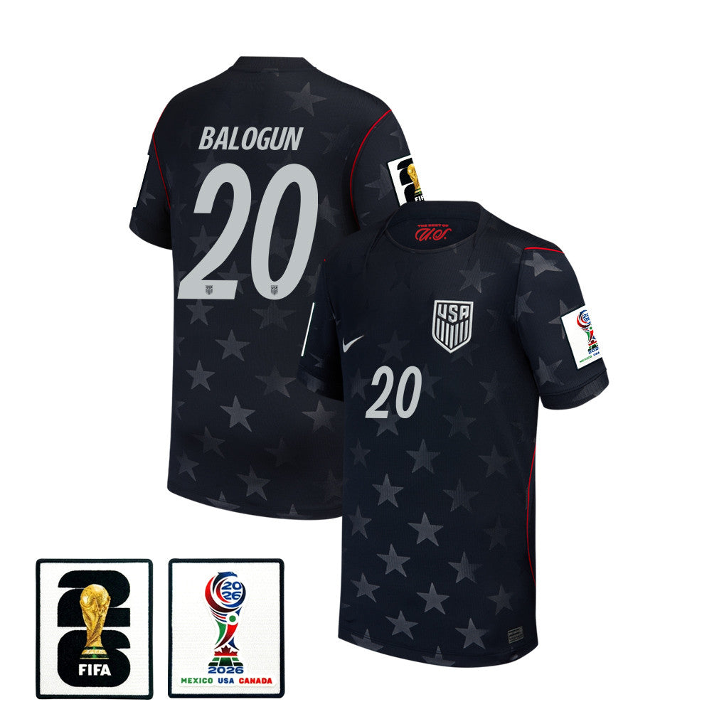 Folarin Balogun 20 USMNT Youth 2026 Away Stadium Soccer Jersey - Blue