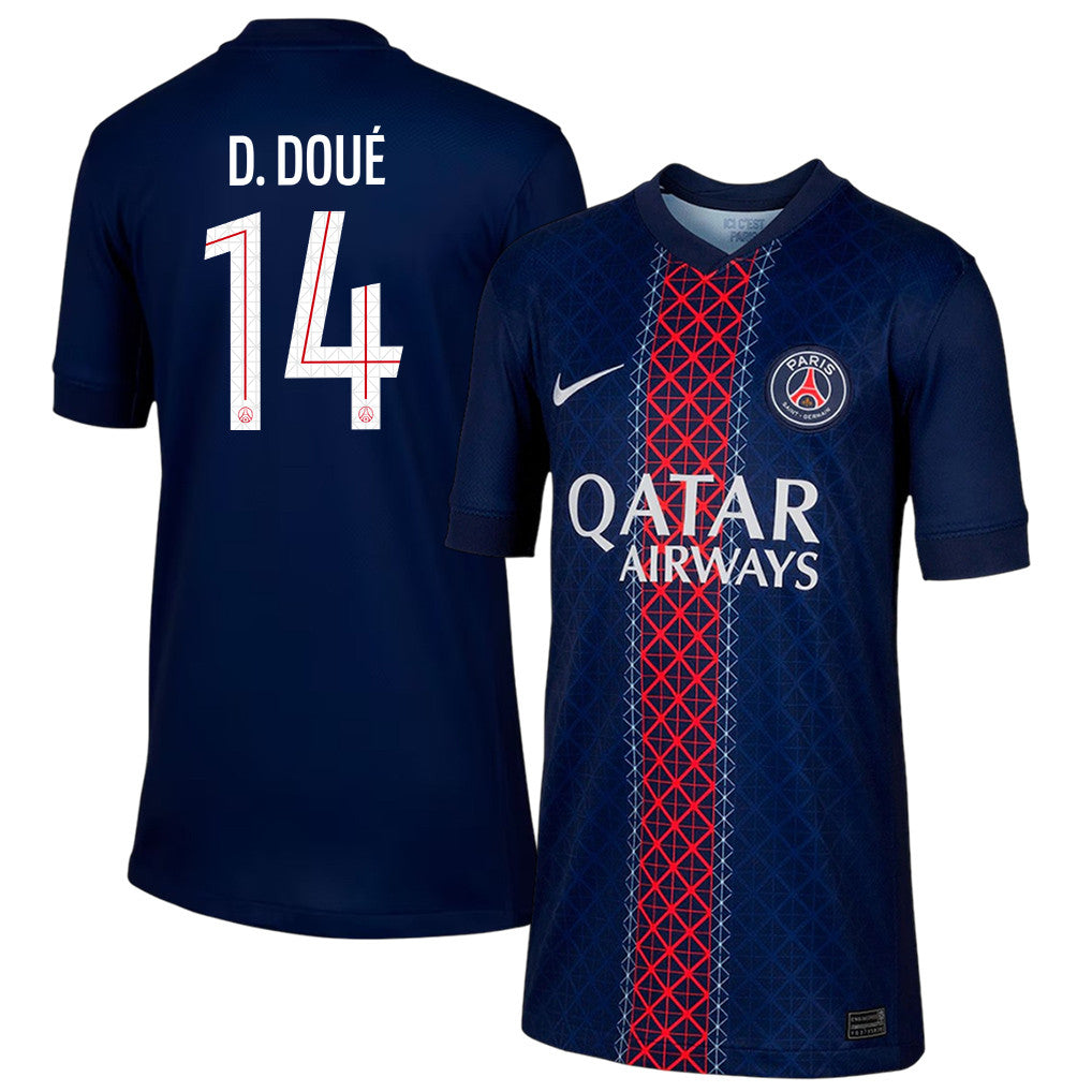 Désiré Doué 14 Paris Saint-Germain 25/26 Home YOUTH Soccer Jersey - Navy