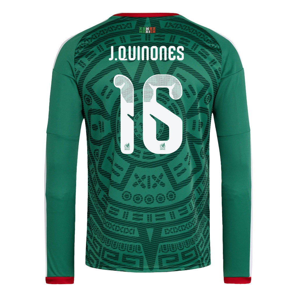 Julián Quiñones 16 Mexico National Team 2026 Home Long Sleeve Soccer Jersey - Green