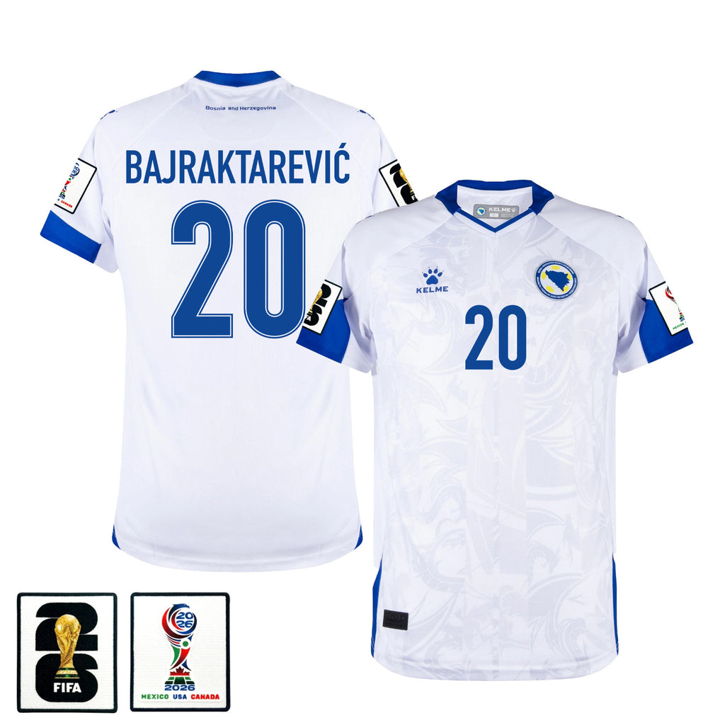 Esmir Bajraktarević 20 Bosnia and Herzegovina 2026 Away Soccer Jerseys - White, Men's\Womne's\Kids