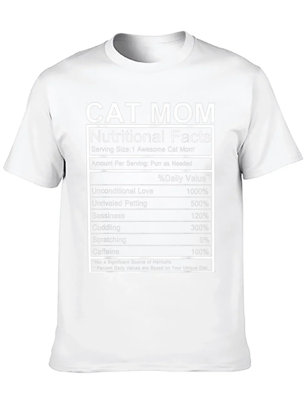 Cat Mom Nutritional Facts Funny T-Shirt