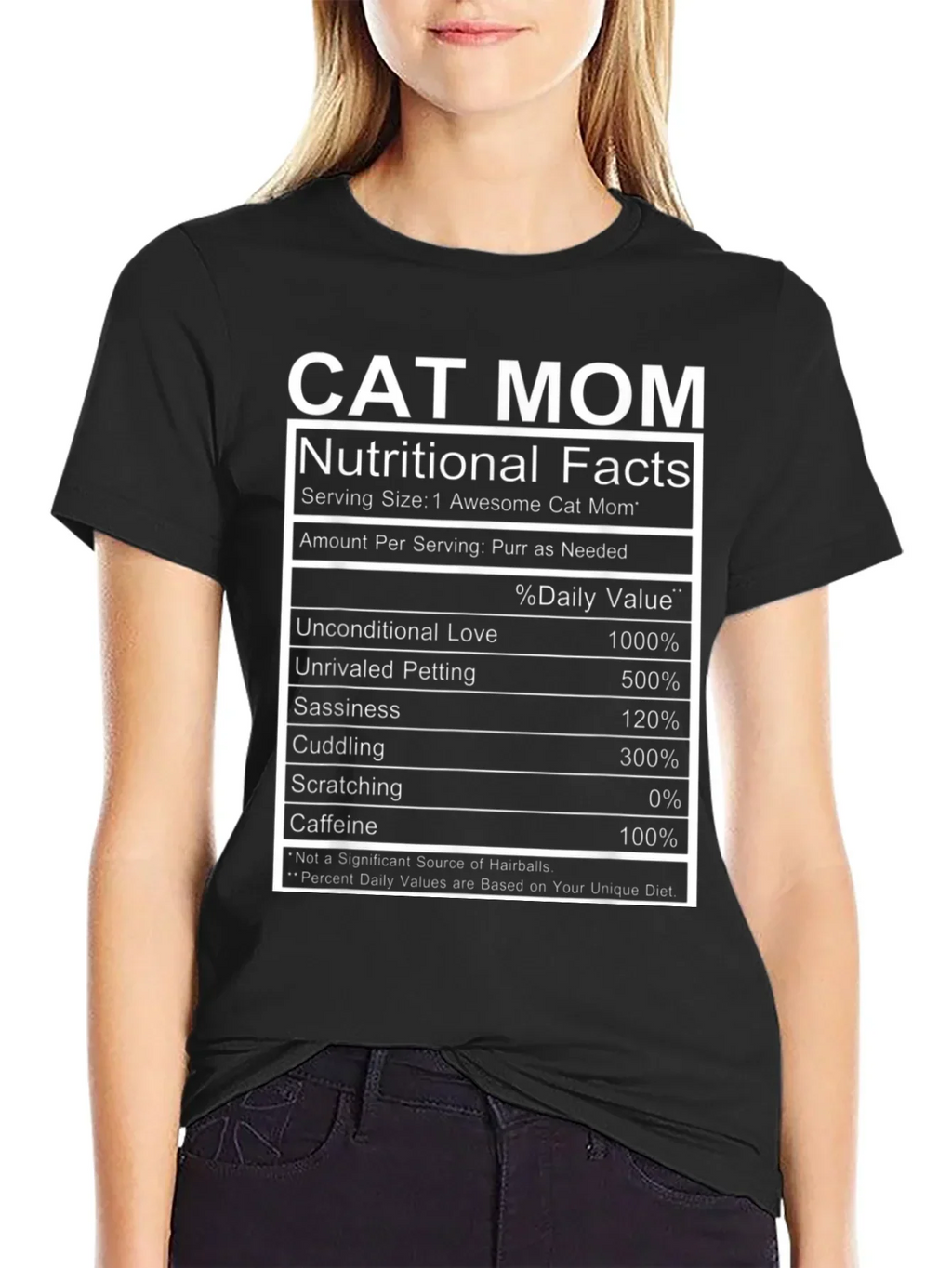 Cat Mom Nutritional Facts Funny T-Shirt