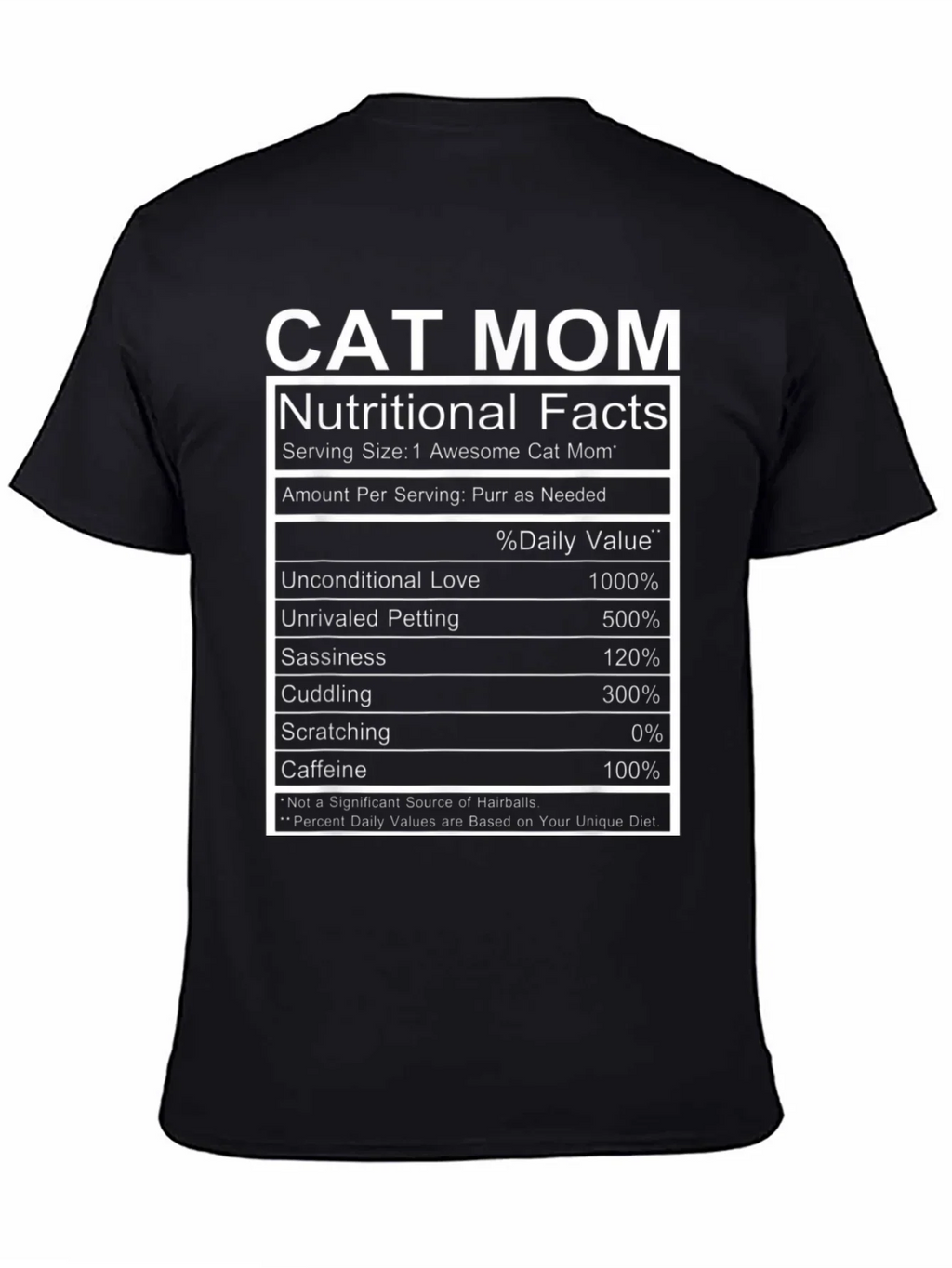 Cat Mom Nutritional Facts Funny T-Shirt