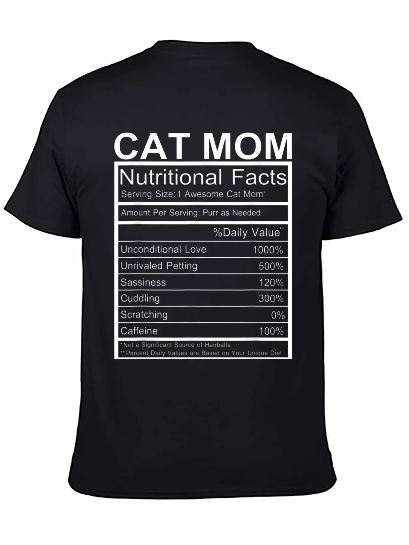 Cat Mom Nutritional Facts Funny T-Shirt