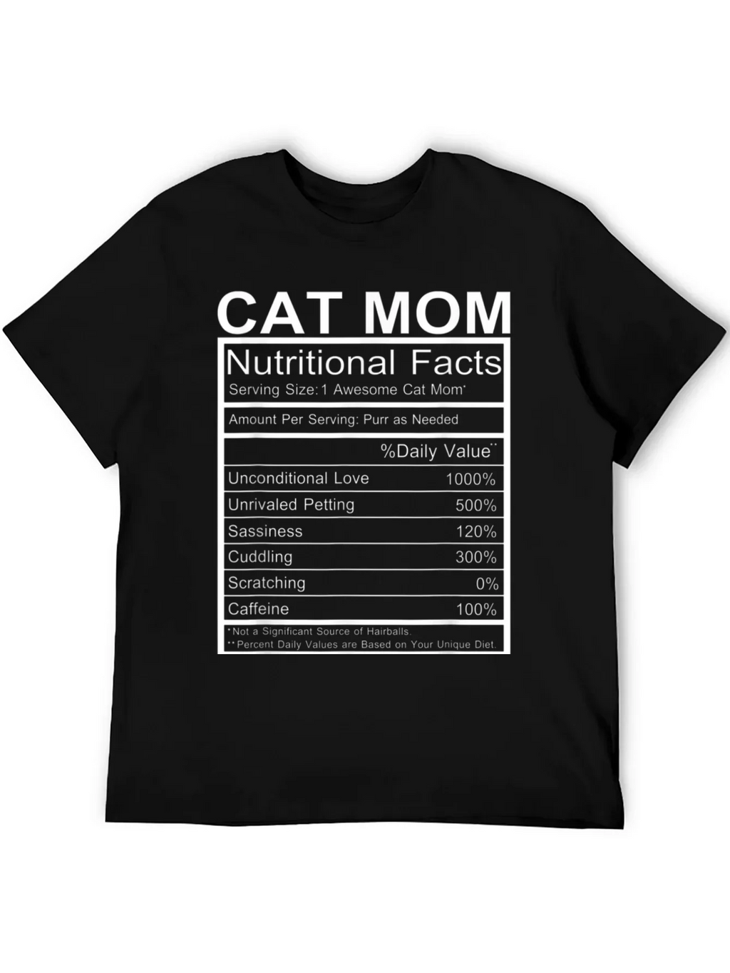 Cat Mom Nutritional Facts Funny T-Shirt