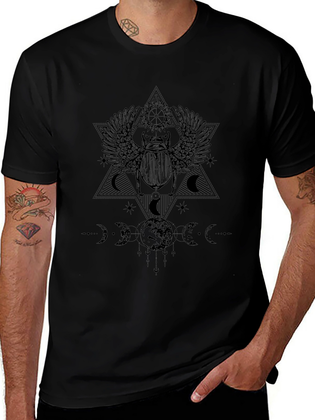 Scarabaeus Sacred Geometry T-Shirt - Black