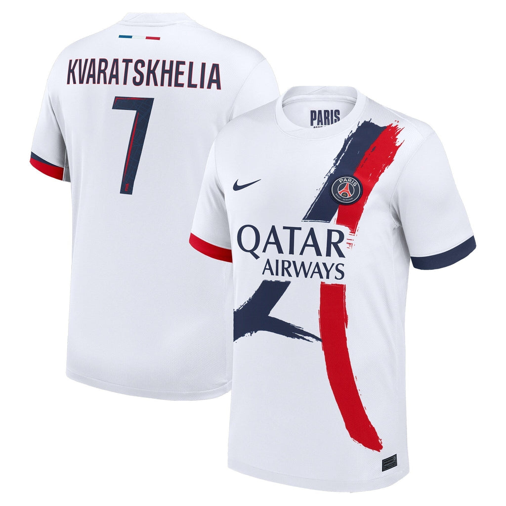 Khvicha Kvaratskhelia Paris Saint-Germain 2024/25 Away Player Soccer Shirt - White