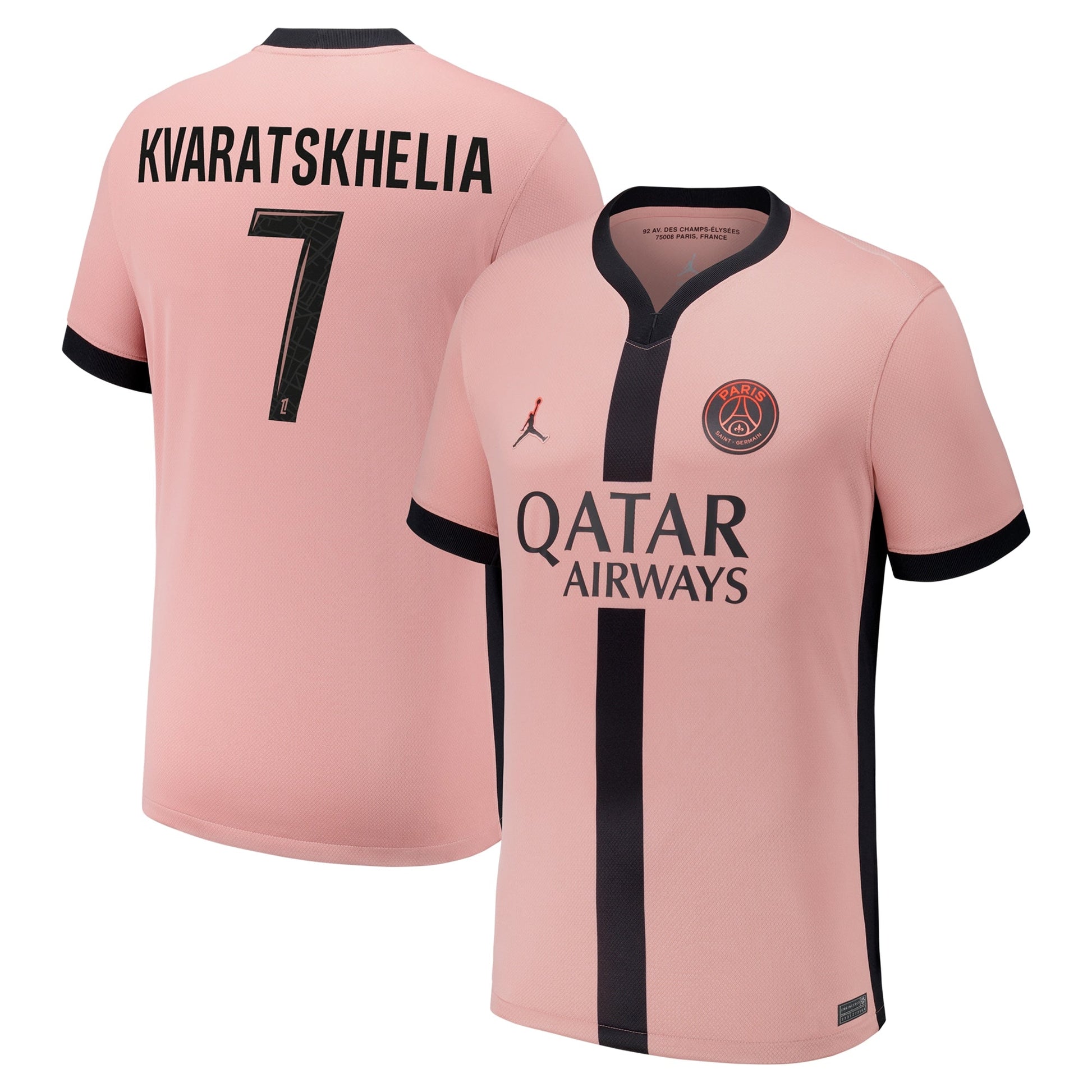 Khvicha Kvaratskhelia Paris Saint-Germain 2024/25 Third Player Soccer Shirt - Pink
