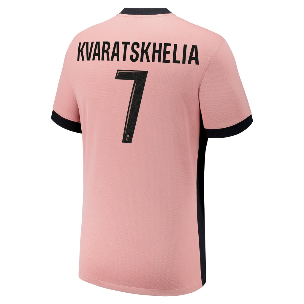 Khvicha Kvaratskhelia Paris Saint-Germain 2024/25 Third Player Soccer Shirt - Pink