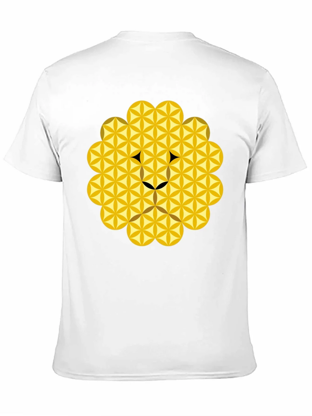 Geometric Flower of Life Lion Head Black T-Shirt