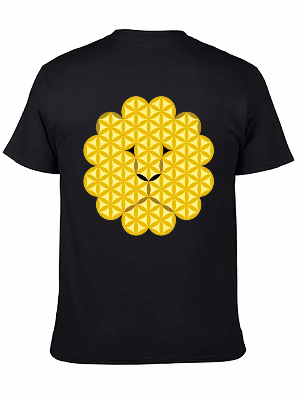 Geometric Flower of Life Lion Head Black T-Shirt