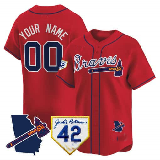 Atlanta Braves 2024 Robinson & Georgia Patch Vapor Premier Limited Custom Jersey ��� Red Baseball Jersey