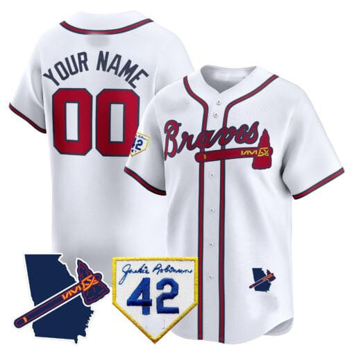 Atlanta Braves 2024 Robinson & Georgia Patch Vapor Premier Limited Custom Jersey ��� White Baseball Jersey