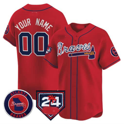 Atlanta Braves 2024 Spring Training Patch Vapor Premier Limited Custom Jersey ��� Red Baseball Jersey